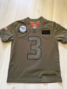 Nike NFL Kids Olive Salute to Soldiers #3 Seattle Seahawks Jersey-Russell Wilson